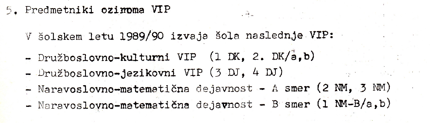 Vzgojno-izobraževalni programi v šolskem letu 1989/90